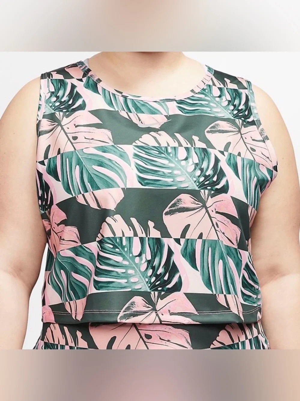 Nike Fast Women’s Dri-Fit Pink and Green Monstera Running Tank (Plus Size)